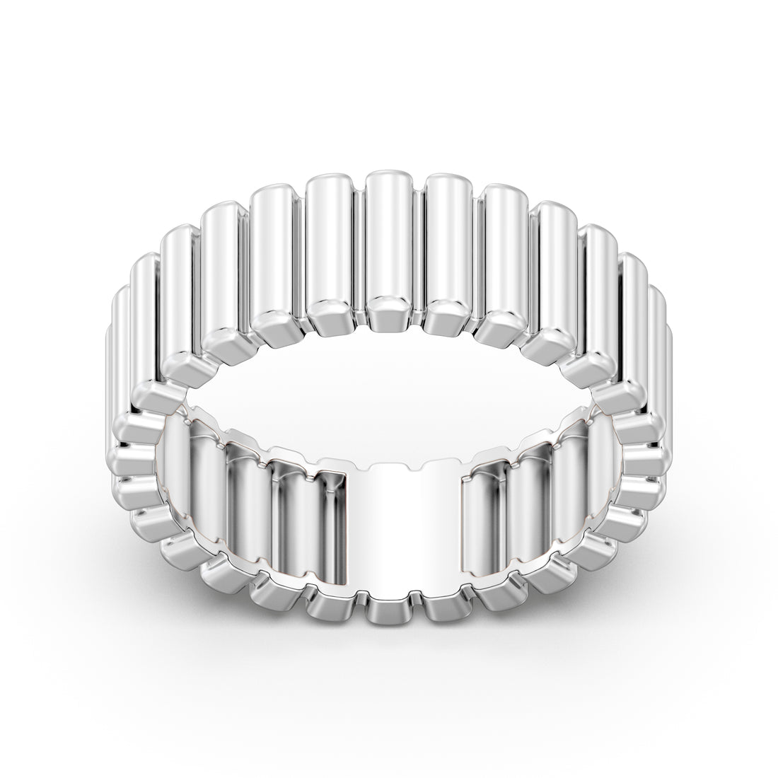 Italian-Inspired Plain Gold Bands with Pillar-Bar Pattern and Mirror Finish Polish