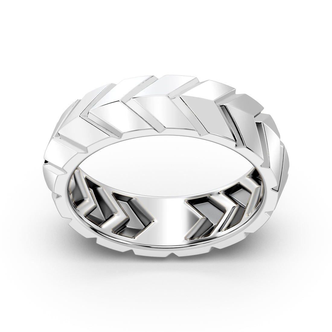 Italian-Inspired Plain Gold Bands with Haringborn Pattern and Mirror Finish Polish