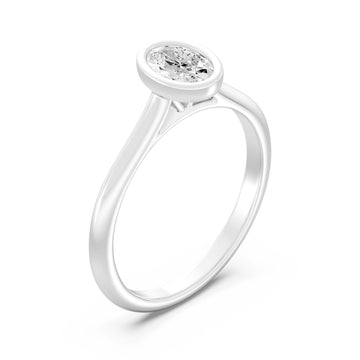 1/2.Carat OVAL SHAPE Lab -Diamond BEZELSet Solitaire Ring in Gold