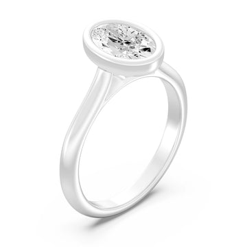 1.50 Carat OVAL SHAPE Lab -Diamond BEZELSet Solitaire Ring in Gold