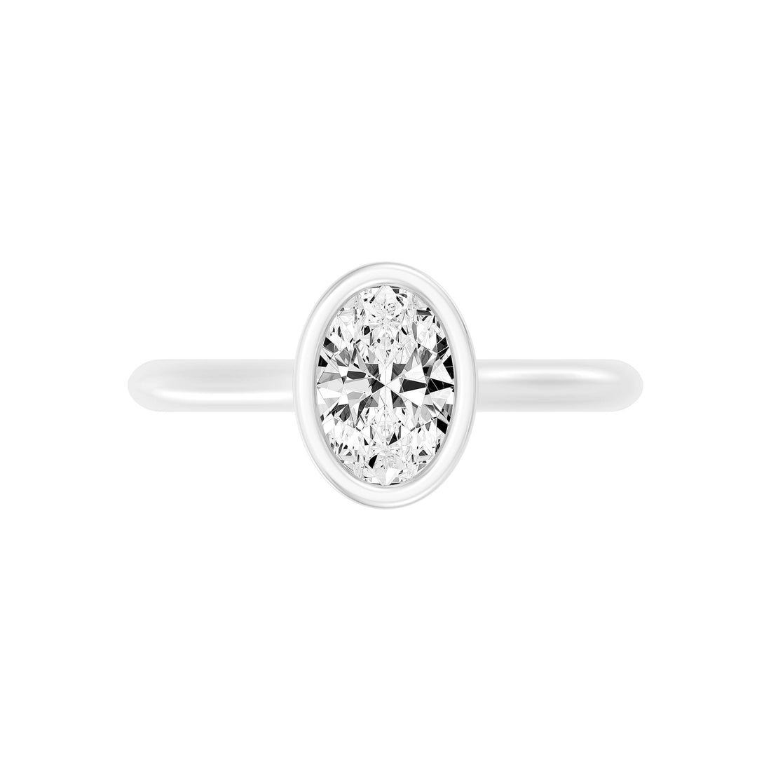 1.00 Carat OVAL SHAPE Lab -Diamond BEZELSet Solitaire Ring in Gold