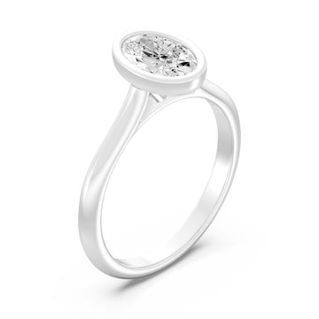 1.00 Carat OVAL SHAPE Lab -Diamond BEZELSet Solitaire Ring in Gold