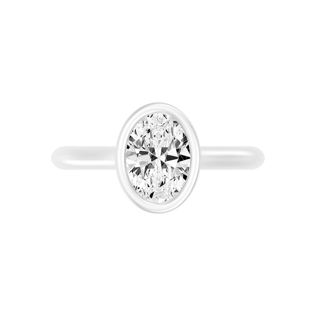 1.50 Carat OVAL SHAPE Lab -Diamond BEZELSet Solitaire Ring in Gold