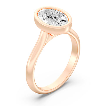 2.00 Carat OVAL SHAPE Lab -Diamond BEZELSet Solitaire Ring in Gold