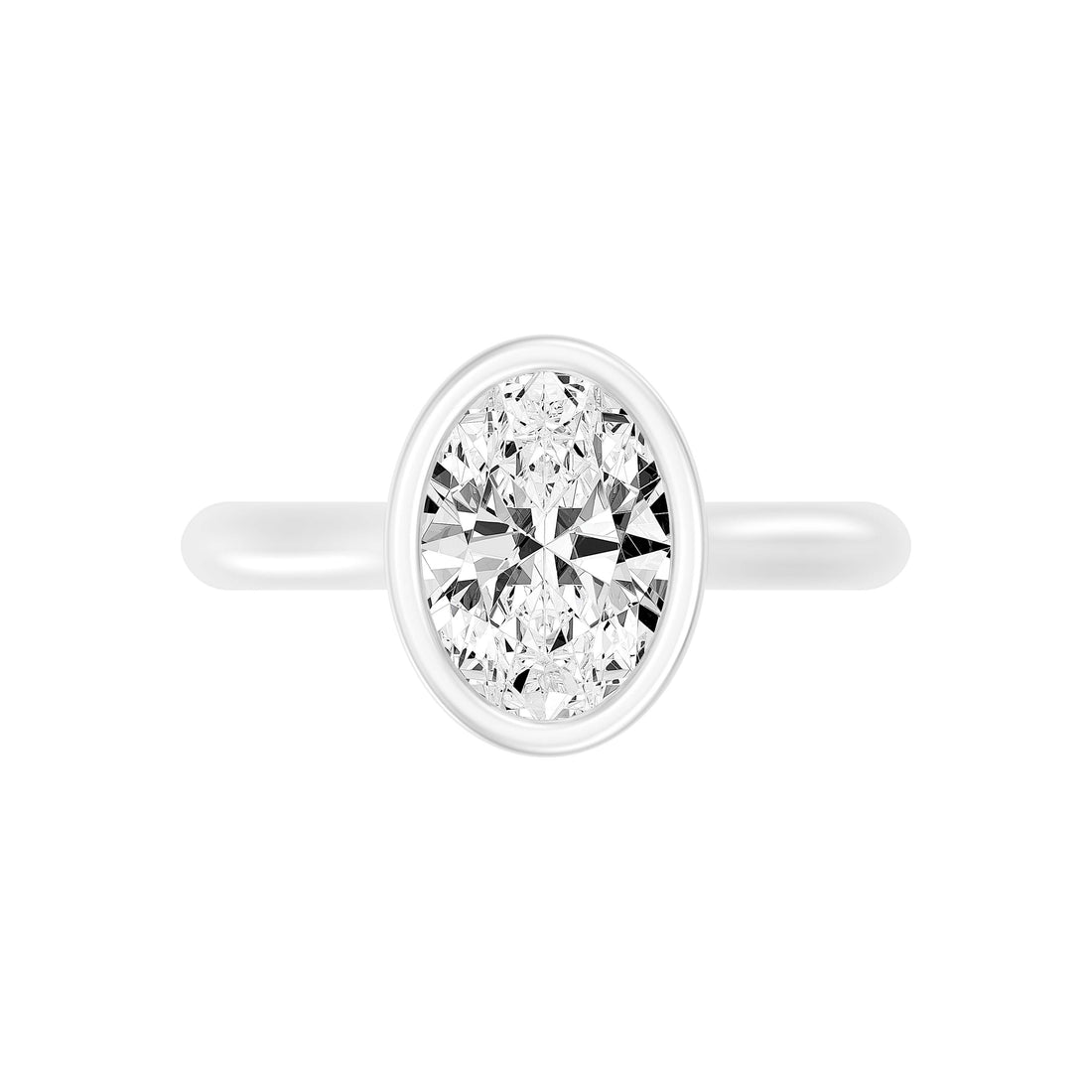 2.00 Carat OVAL SHAPE Lab -Diamond BEZELSet Solitaire Ring in Gold