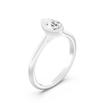 1/2.Carat PEAR SHAPE Lab -Diamond BEZEL Set Solitaire ring in 10KT Gold