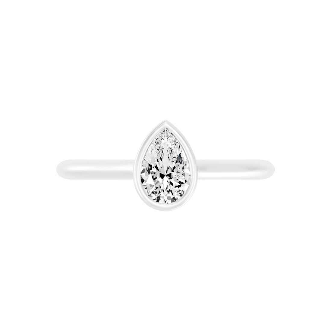 1/2.Carat PEAR SHAPE Lab -Diamond BEZEL Set Solitaire ring in 10KT Gold