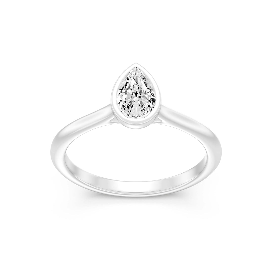 1/2.Carat PEAR SHAPE Lab -Diamond BEZEL Set Solitaire ring in 10KT Gold