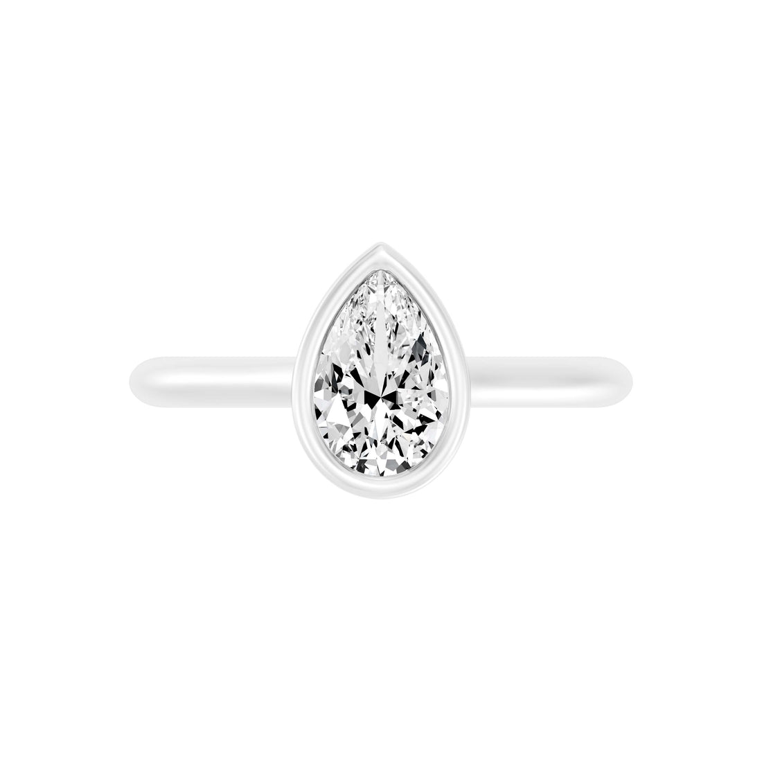 1.00 Carat PEAR SHAPE Lab -Diamond BEZEL Set Solitaire ring in 10KT Gold