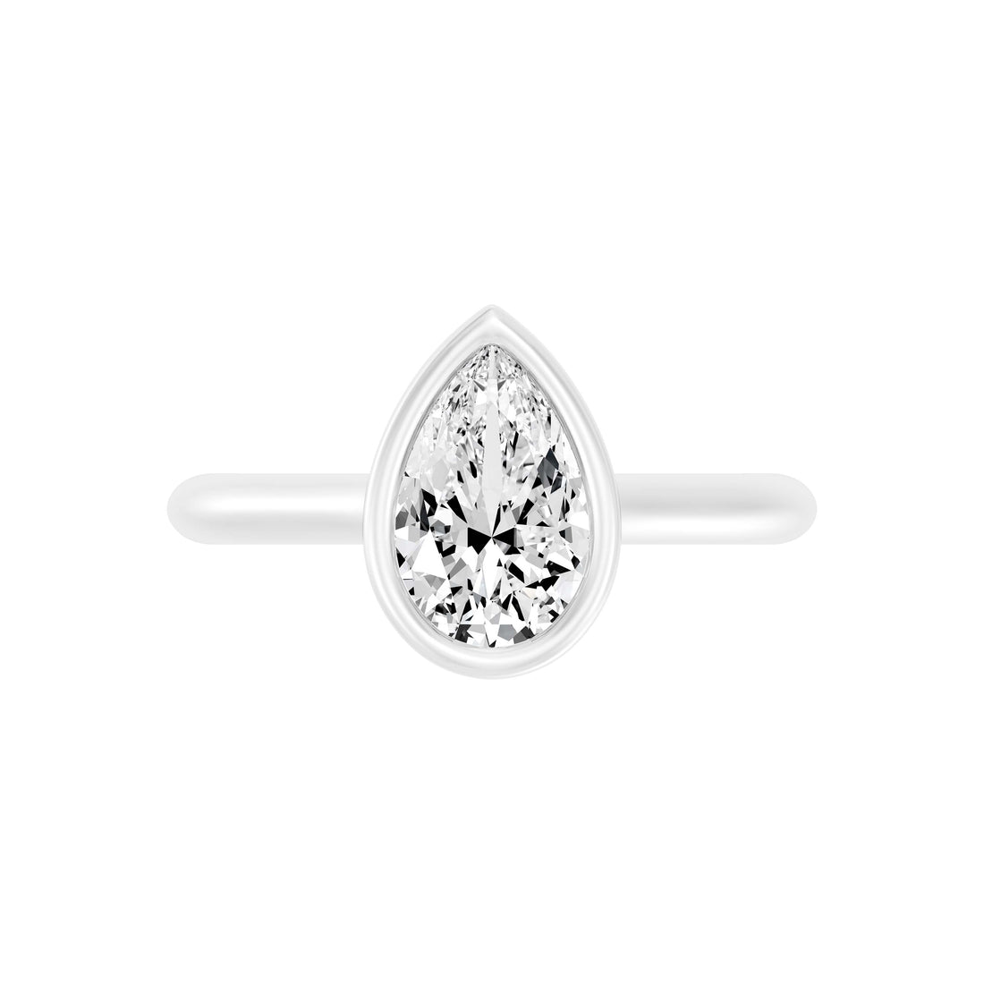 1.50 Carat PEAR SHAPE Lab -Diamond BEZEL Set Solitaire ring in 10KT Gold