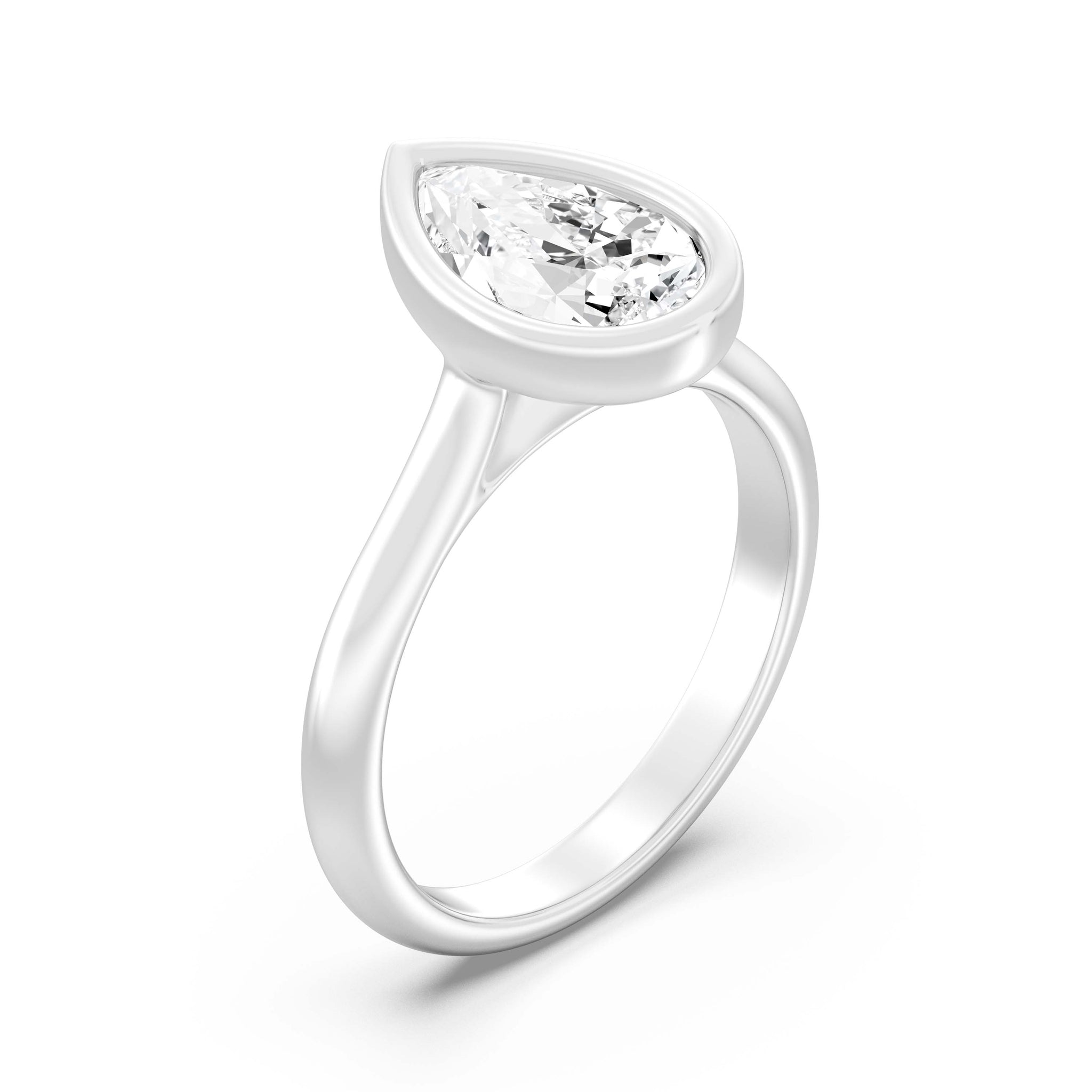 2.00 Carat PEAR SHAPE Lab -Diamond BEZEL Set Solitaire ring in 10KT Gold