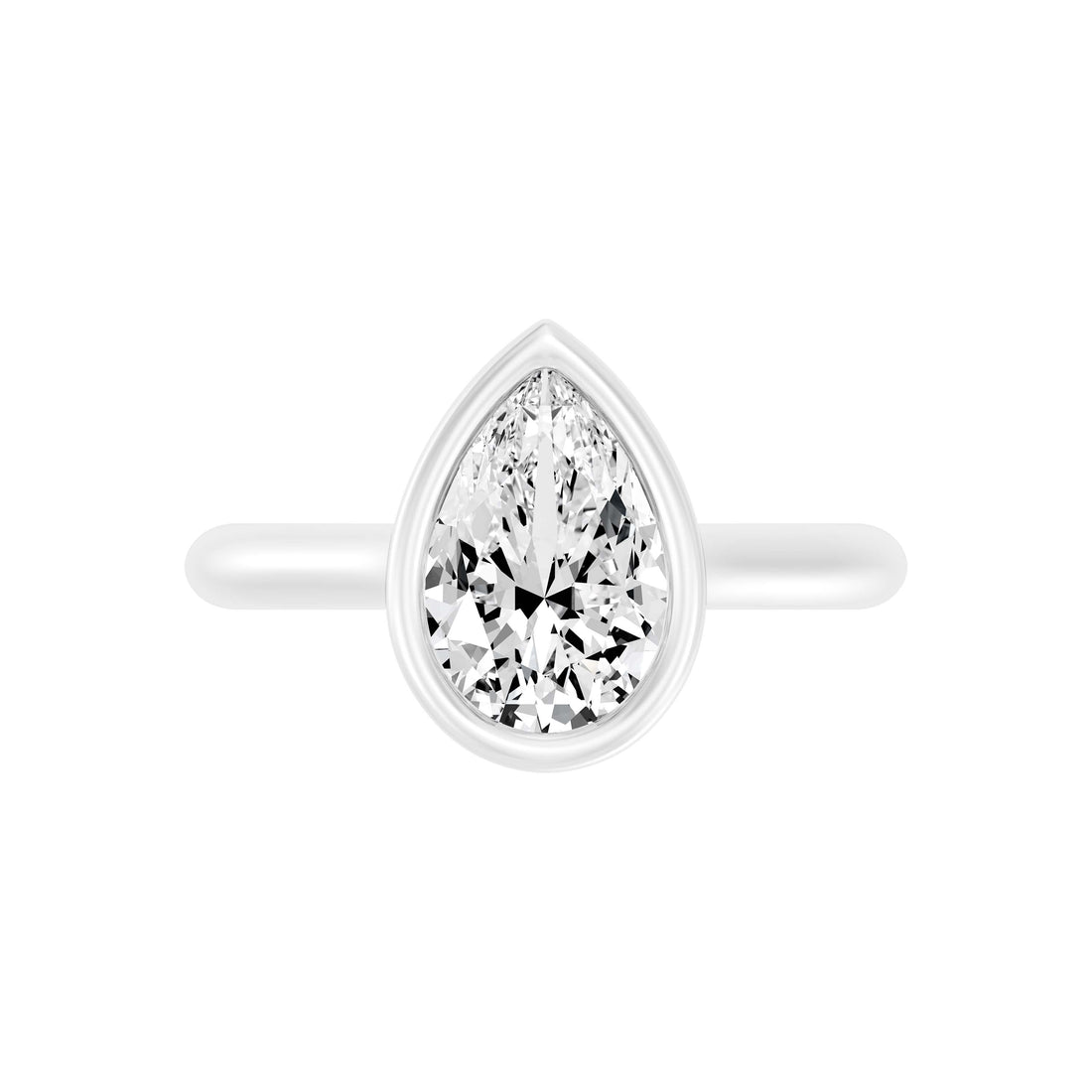 2.00 Carat PEAR SHAPE Lab -Diamond BEZEL Set Solitaire ring in 10KT Gold