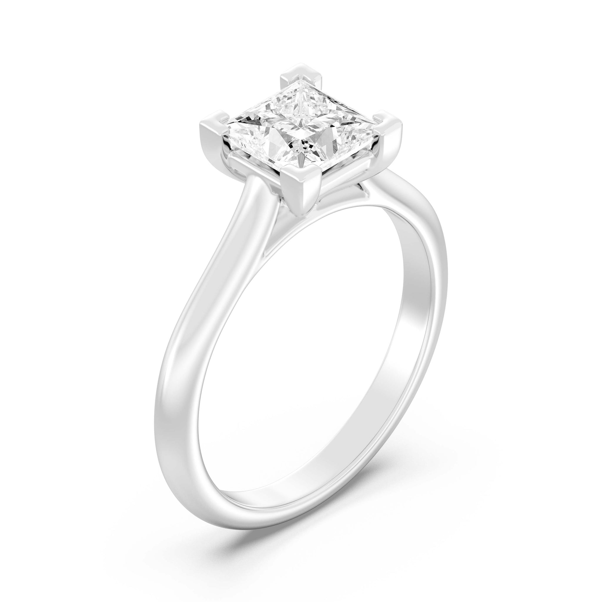 1.50 Carat PRINCESS SHAPE Lab -Diamond PRONG Set Solitaire ring in Gold