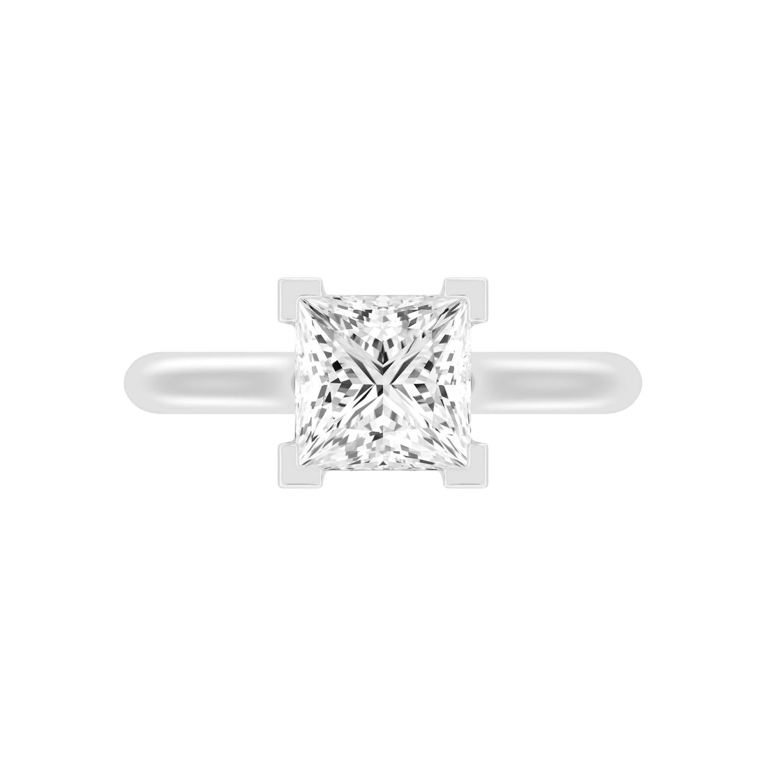 2.00 Carat PRINCESS SHAPE Lab -Diamond PRONG Set Solitaire ring in Gold