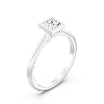 1/2.Carat PRINCESS SHAPE Lab -Diamond BEZEL Set Solitaire ring in Gold