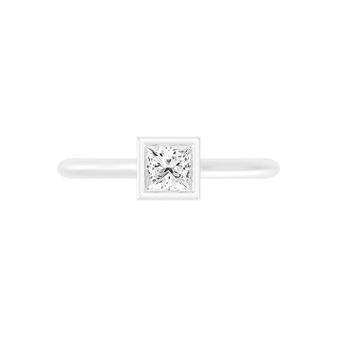 1/2.Carat PRINCESS SHAPE Lab -Diamond BEZEL Set Solitaire ring in Gold