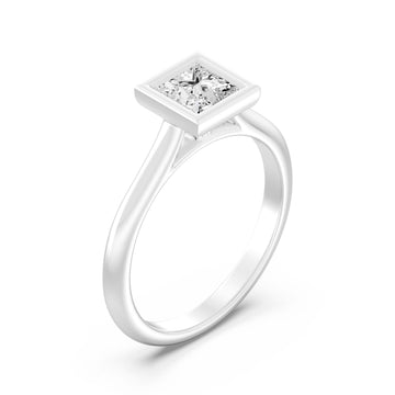 1.00 Carat PRINCESS SHAPE Lab -Diamond BEZEL Set Solitaire ring in Gold