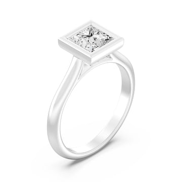 1.50 Carat PRINCESS SHAPE Lab -Diamond BEZEL Set Solitaire ring in Gold