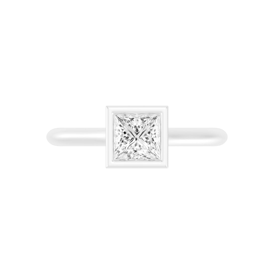 1.00 Carat PRINCESS SHAPE Lab -Diamond BEZEL Set Solitaire ring in Gold