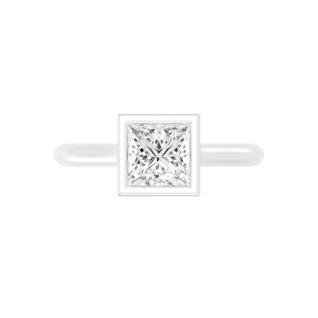 2.00 Carat PRINCESS SHAPE Lab -Diamond BEZEL Set Solitaire ring in Gold