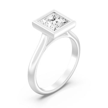 2.00 Carat PRINCESS SHAPE Lab -Diamond BEZEL Set Solitaire ring in Gold