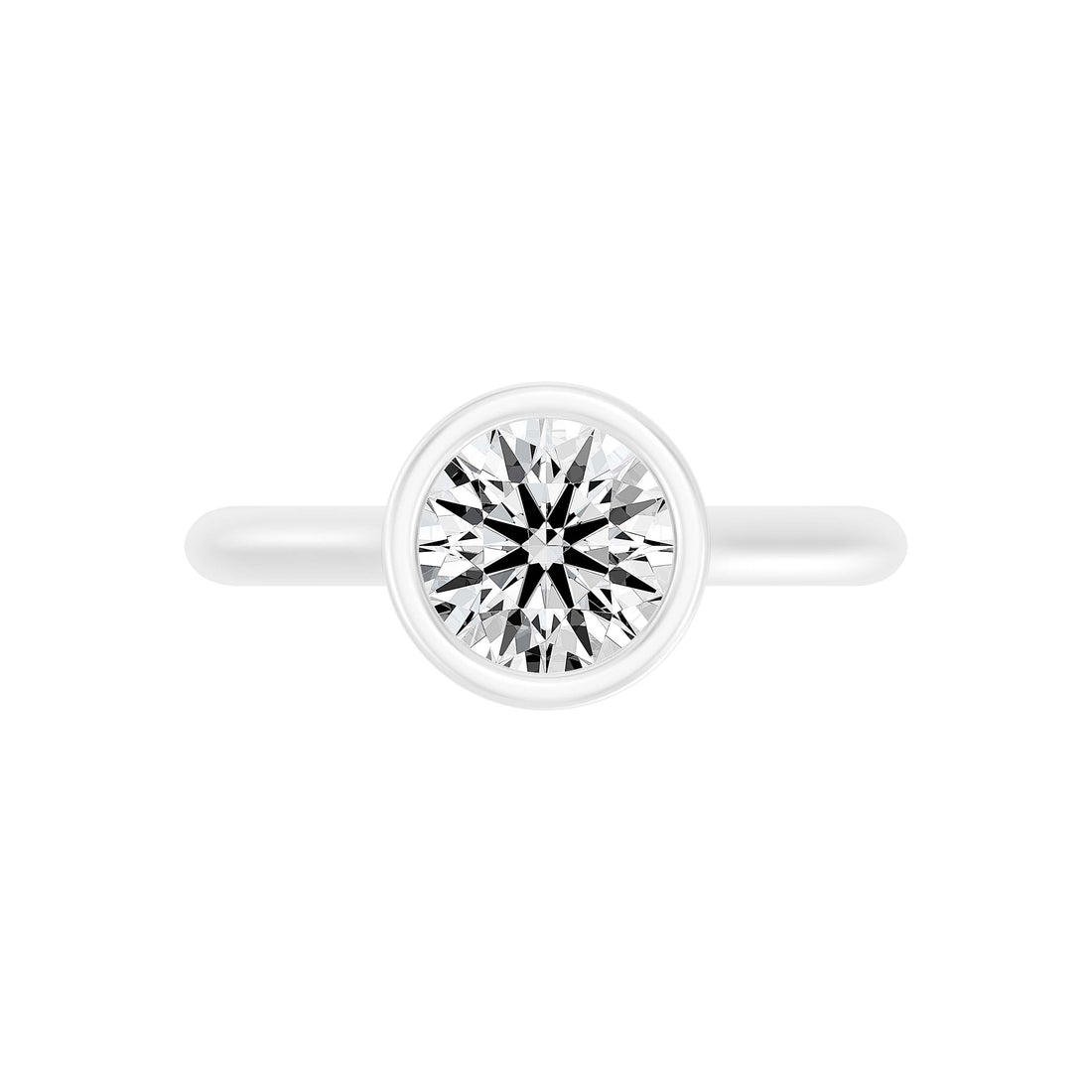 1.50.Carat ROUND SHAPE Lab -Diamond BEZEL SET Solitaire ring in Gold