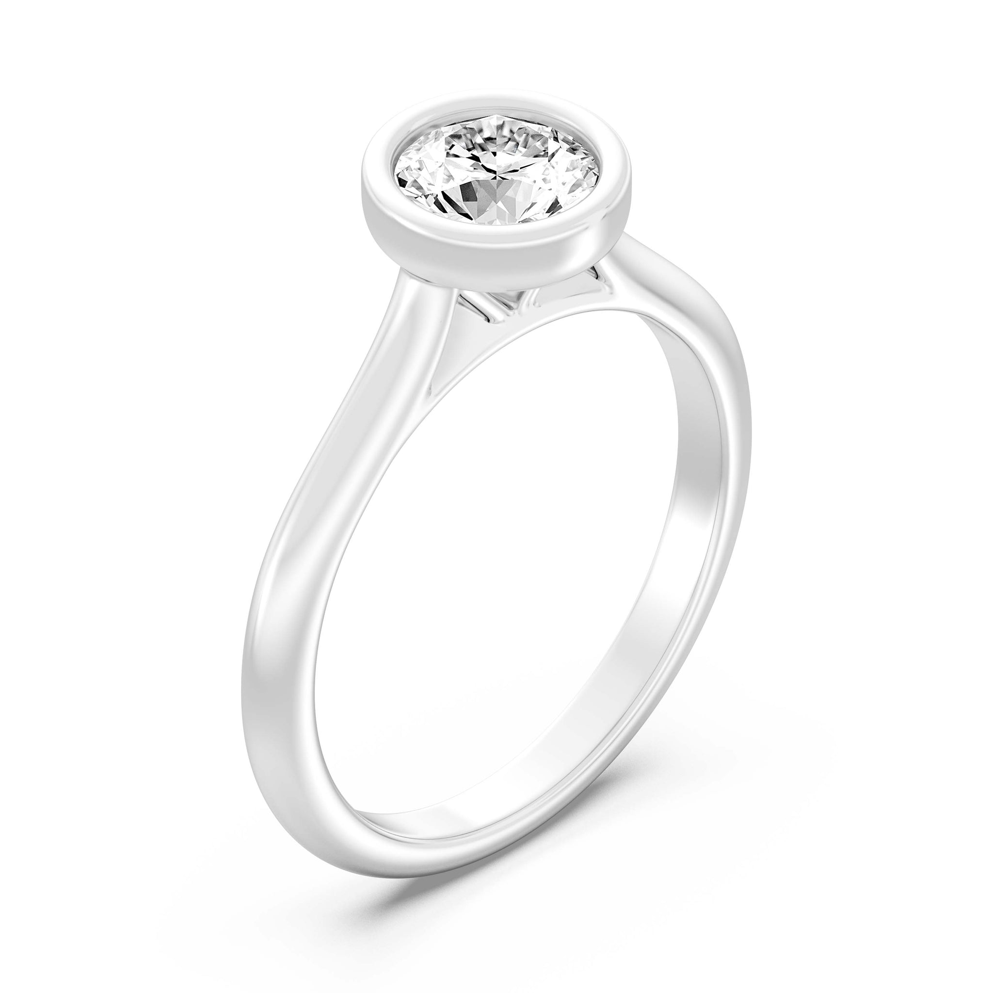 1.00.Carat ROUND SHAPE Lab -Diamond BEZEL SET Solitaire ring in Gold