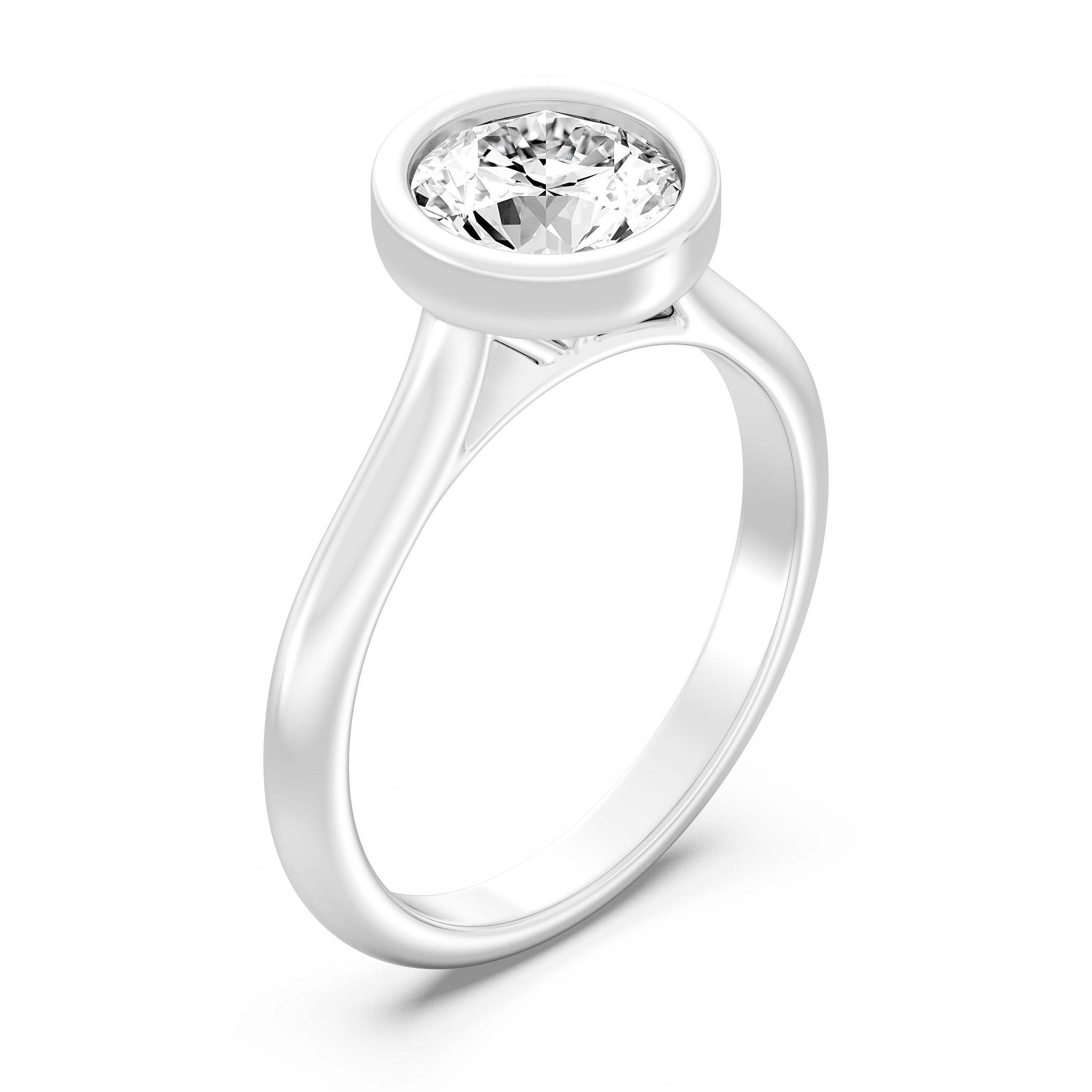 1.50.Carat ROUND SHAPE Lab -Diamond BEZEL SET Solitaire ring in Gold